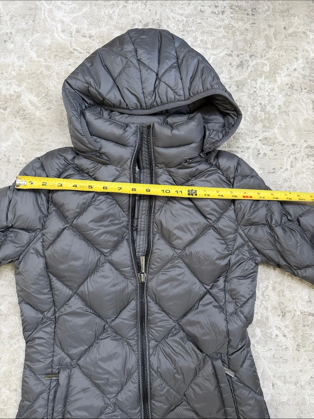 Michael Kors grey Quilted Hooded Long Puffer Coat